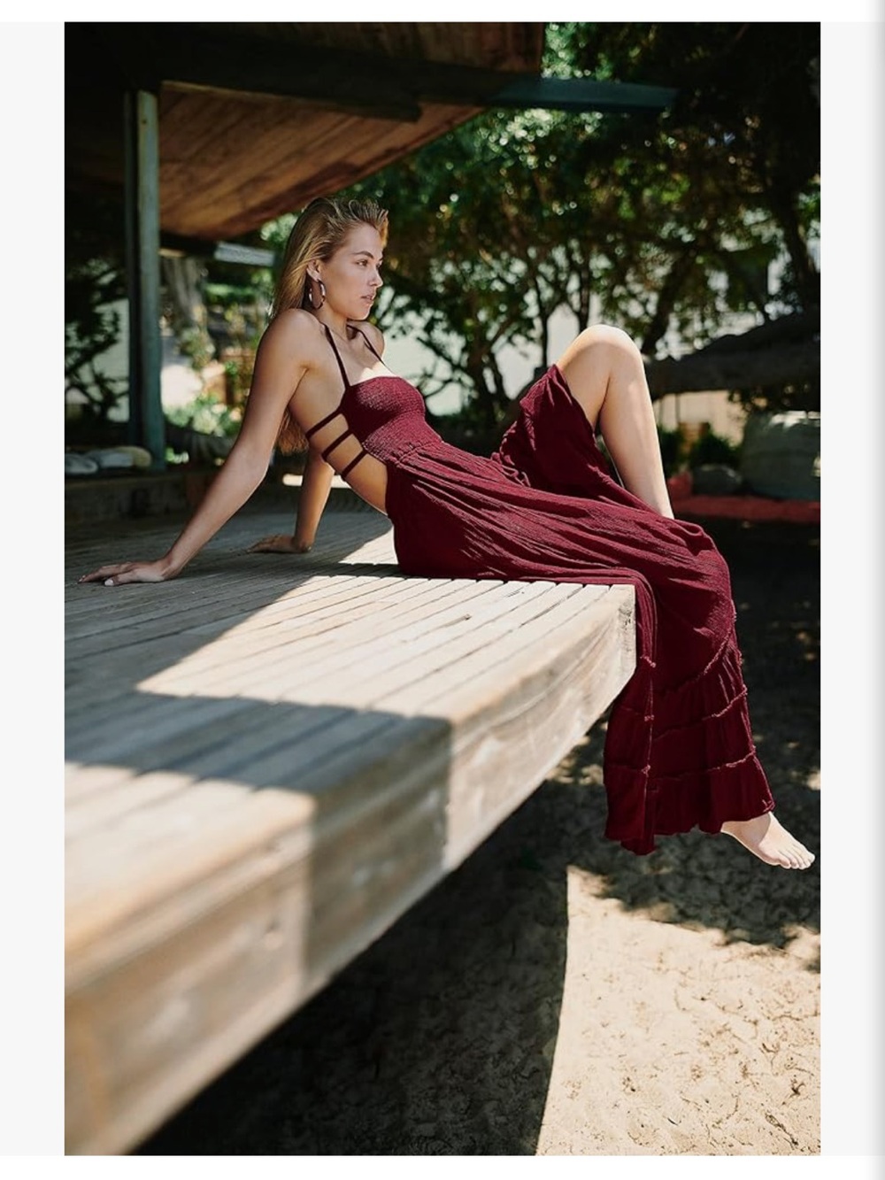 Womens Summer Bohemian Sexy Backless Maxi Dress